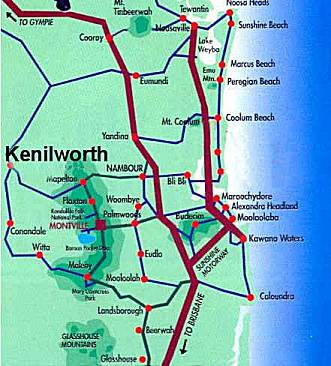 Sunshine Coast map showing location of Kenilworth